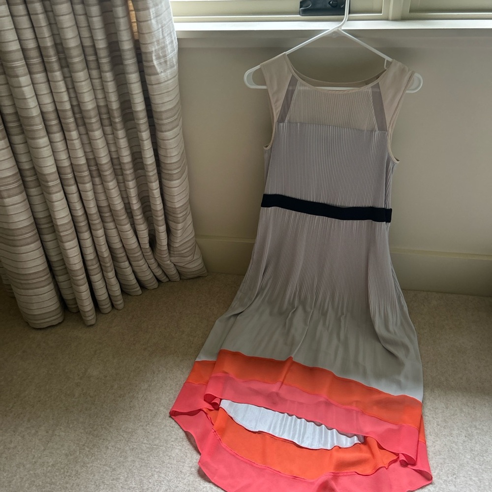 BCBG Colorblock Midi Dress - Cream, Orange, Pink